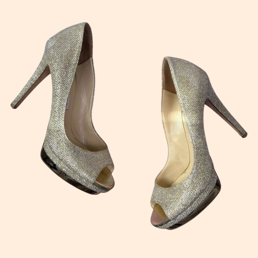 Jimmy Choo Gold Glitter Platform Pumps